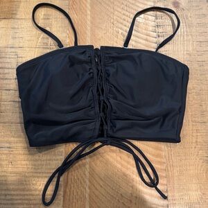 Black Lace-Up Bikini Top Removable Straps
